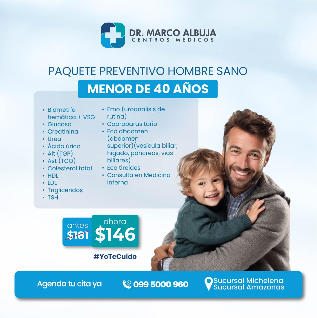 PAQUETE PREVENTIVO HOMBRE SANO MENOR DE 40 AÑOS